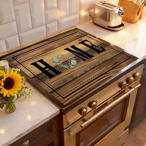 Soft Electric Stove Cover Cook Top Panel Protector Pad, Stove Plate, Farm Wood Grain Letter Design, Scratch Resistant, Easy Clean, Kitchen Counter Cover, Mother's Day Gift