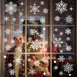 438Pcs Snowflake Window Cling Stickers for Christmas Decorations, 10 Sheets Christmas Window Clings of Different Shapes Xmas Decals for Glass Home Decor Indoor and Outdoor Party Supplies