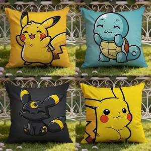 Cartoon anime pokemon Cushion Cover Ultra-Soft Reversible Plush Pillow Cover Perfect for Car Rides Sofa Lounging Bedroom Relaxation Heartfelt Gift for Family & Friends