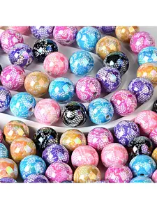 16MM 20pcs acrylic lace printed beads, DIY beaded pen mobile chain keychain car pendant and other colorful accessories.