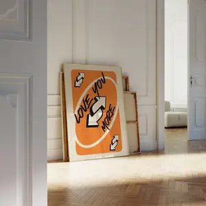 Love You More POSTER UNFRAMED  UNFRAMED , Orange Retro Wall Art POSTER UNFRAMED  UNFRAMED able, Playing Card Wall Art Girly Wall Art Valentine's Day Preppy Wall Decor Trendy Wall Art