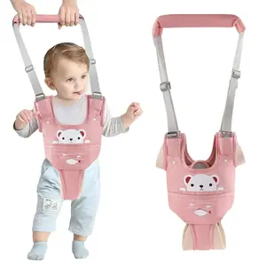 Baby Walking Harness Handheld Baby Walker Assistant Belt Adjustable Toddler Infant Walker Safety Harnesses Standing Up and Walking Learning Helper with Detachable Crotch for 9-24 Month (Pink)