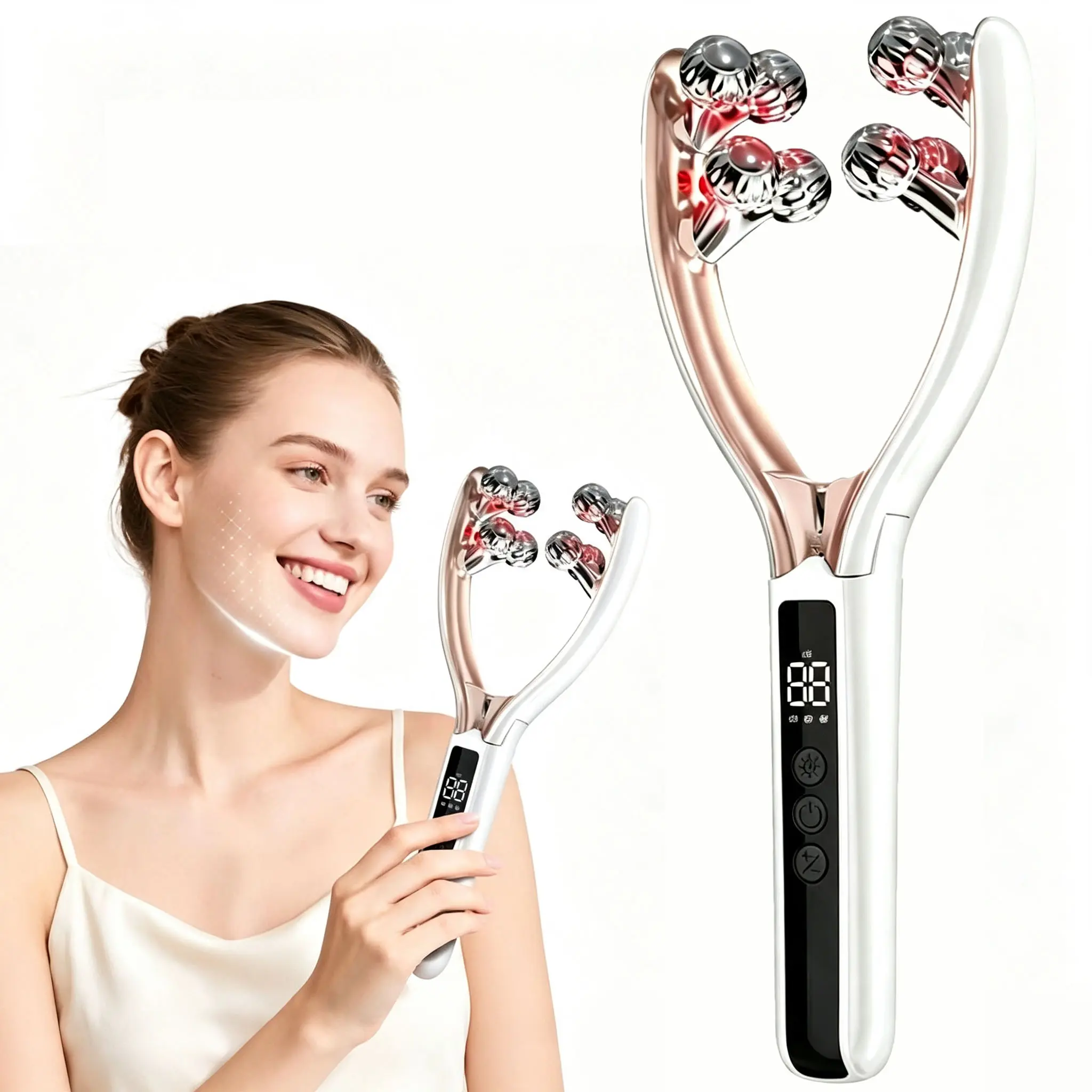 Face and Neck Massager | Face Roller Tmj & Jaw Massager | Korean Skin Care | Lymphatic Contour Face Brush Face Roller Lymphatic Drainage | Rechargeable for Home & Travel Use,Beauty Care Device for Daily Skincare Routine