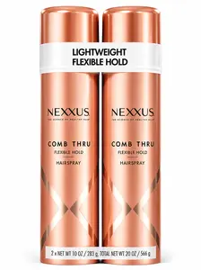 Nexxus Comb Thru Flexible Hold Hairspray 10 oz (2 Pack) – Lightweight, Brushable Finish, No Crunch