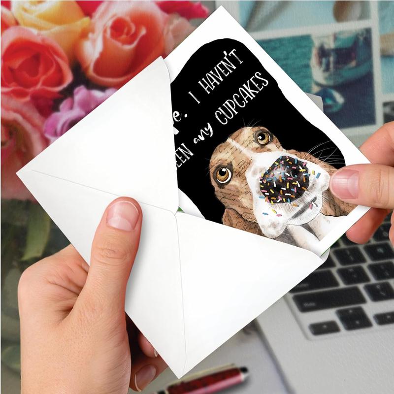 1 Funny Animal Birthday Card w/Envelope  Cute Puppy Card for Birthdays  Dog Antics Sprinkle Nose C3639ABDG