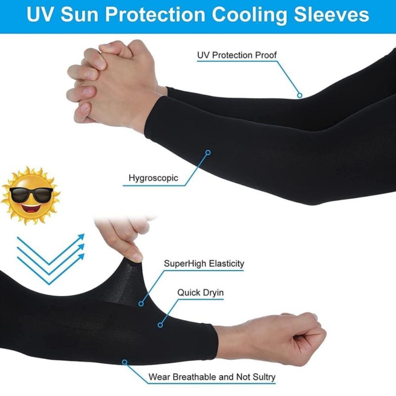 5 Pairs Arm Sleeves for Men Women, Sun Sleeves UV Protection, Cooling Arm Sleeves Cover Compression Sleeves For Working Basketball Golf Sports, Black