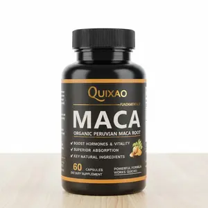 QUIXAO Organic Maca Root Capsules Peruvian Maca Supplement for Energy Vitality & Daily Wellness 60 Capsules Natural Boost
