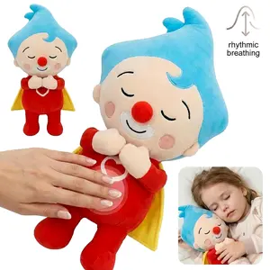 40cm Breathing Plush Toy for Kids, Soft Soothing Sleep Aid Stuffed Animal with Rhythmic Breathing Motion and Calming Music, Cuddly Anxiety Relief Bedtime Companion, Superhero Clown Plushie Birthday Gift for Toddlers Boys Girls