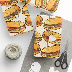 Hoagie Sub Sandwich Pattern Premium Eco Friendly Decorative Gift Wrapping Paper 30x36 or 30x72 Vibrant Colors High Quality USA Made