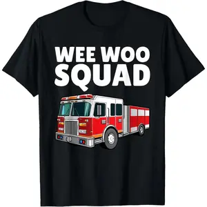 🎉   [100% Cotton] Funny Firefighter Art For Men Women Fire Truck Fireman T-Shirt