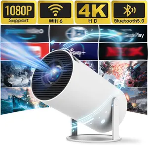 Smart Portable Projector for Indoor and Outdoor Home Theater - Projector with WiFi Bluetooth Projector - Support 4k