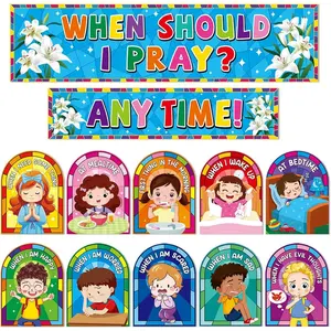 Sunday School Decorations - When Should I Pray? Prayer Cutouts Classroom Bulletin Board Decor Christian Bulletin Board Set Prayer Cutouts Posters School Classroom and Home Wall Decorations