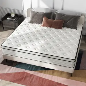 Spring Tok 12"14" Memory Foam Hybrid Pocket Mattress, In A Box, Twin, Full, Queen, King, Medium Firm, Modern Design Bedroom
