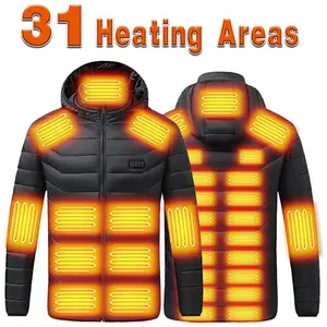 Upgraded Heated Hoodie with 31 Full Coverage Heating Areas, 4 Switch Independent Control and 3 Temperature Modes, Thermal Zip Up Jacket for Men Women Winter Work and Travel