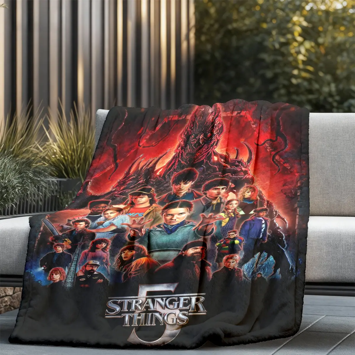 Stranger Things Season 5 Dark Mirror Theme Flannel Bedroom Blanket