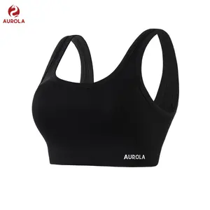 AUROLA Power Womens Square Back Basic Sports Bra - Square Neck Padded Low Impact Yoga Bra Workout Crop Top SpringStatements