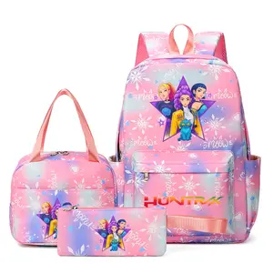 Snowflake Pattern Backpack Set, Kpop Print, Six-Seven Gesture, Laptop Sleeve, Lunch Bag, Pen Case, Large Capacity, Adjustable Straps