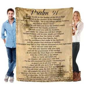 Psalm 91 Gifts Blanket for Women Christian Gifts Faith Bible Religious Gifts Christian Inspirational Blankets Soft Flannel Throw Blanket 60"X50", Printed on One Side with a Plain White Back, Halloween Thanksgiving Christmas Gift