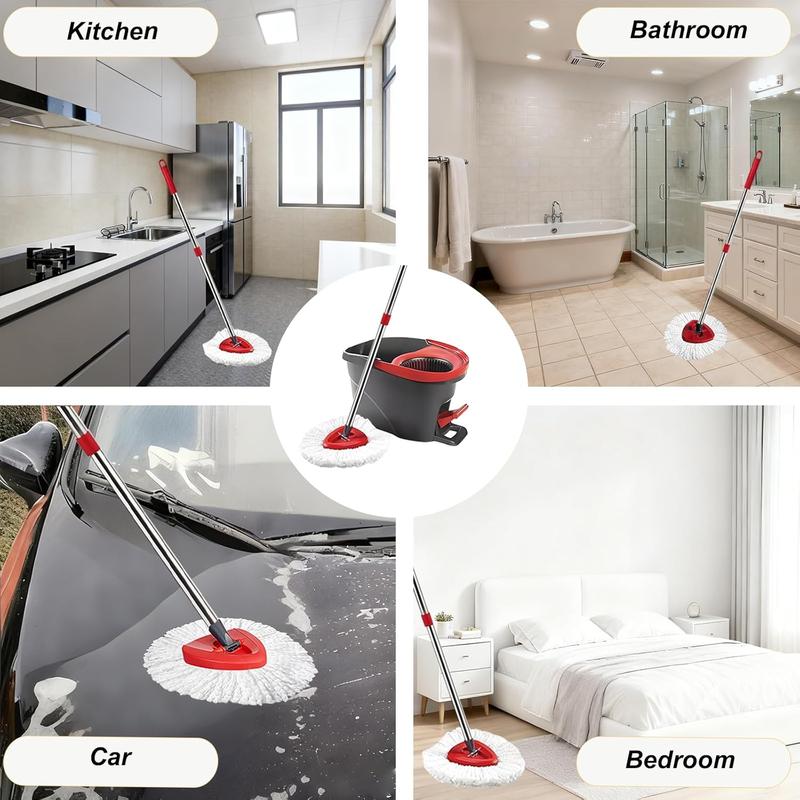 "Scrub Brushes Gift" 6 Pack Spin Mop Head Refills Compatible with O-Cedar EasyWring 1-Tank System, Durable Microfiber Replacement Mop Heads for Hardwood, Tile & Laminate Floors, Washable & Reusable