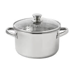 Mainstays Stainless Steel 4-Quart Steamer Pot with Glass Lid, Induction Compatible, Dishwasher Safe, Veggies, Fish