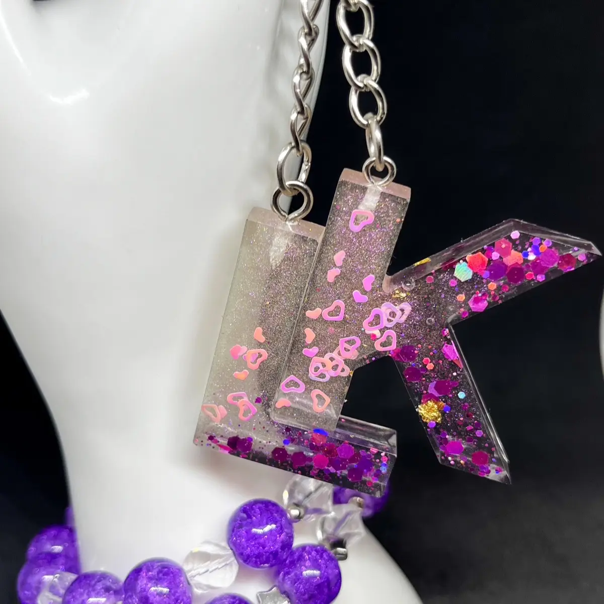 Resin initial keychain