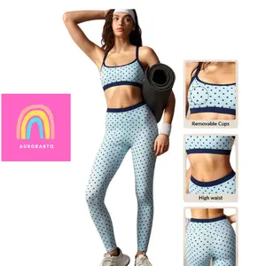 Women’s 2 Piece Active Set Cropped Cami Top and Leggings High Stretch Multicolor