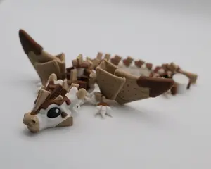 Baby S'mores Dragon - 3D Printed Articulated Dragon with Chocolate Spikes & Marshmallow Tones - Perfect for Dragon Collectors & Whimsical Decor