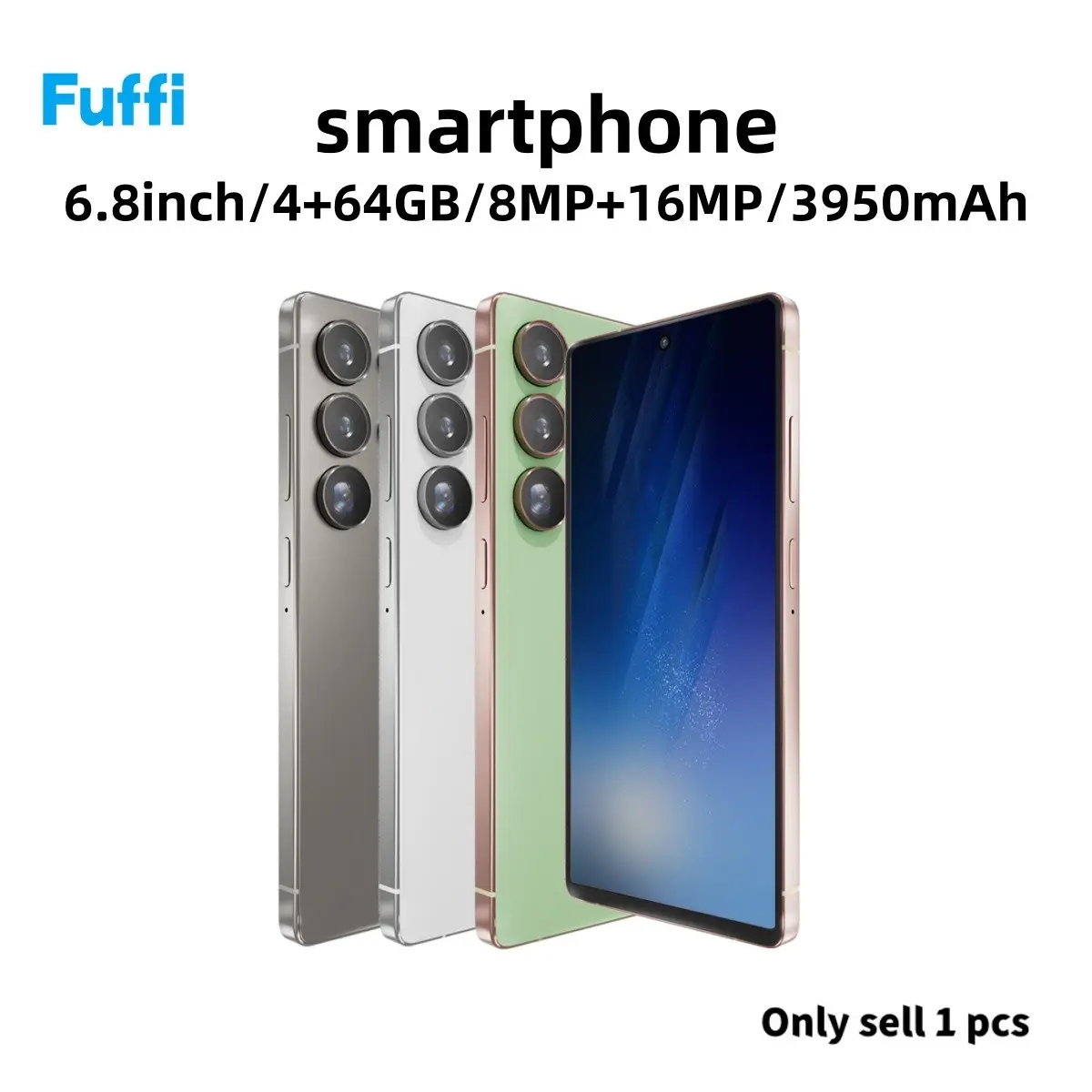 FUFFi - Fashion smartphone, Touchscreen phone, unlocked 4G network, 6.8-inch screen, 4GB RAM+64GB ROM, 3950mAh battery, GPS navigation, dual SIM dual standby, 8+16MP high-definition camera, with stylus, Android 12.0 system