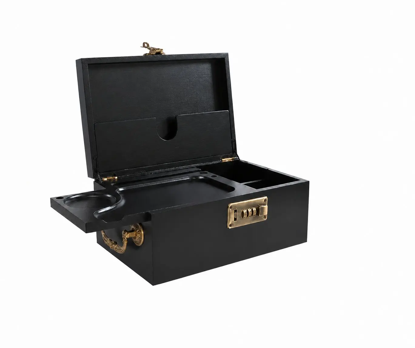 Bamboo Box with Combination Lock, Lockable Decorative Box with Handle, Large Storage Box Set for Storage Tea, Coffee Bean...