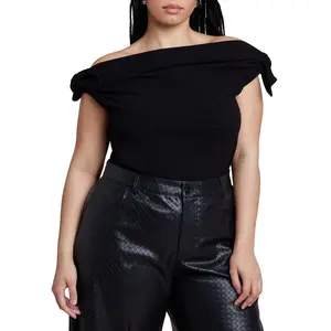 ELOQUII Women's Plus Size Off Shoulder Top With Ties