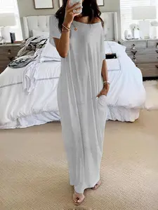 Elegant Women's Long Nightgown, Soft Comfortable Sleepwear Dresses, Casual Loose Fit Womenswear Homewear Loungewear Dress, Perfect Gift for Her