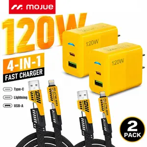 1-Pack Portable Fast Charger,New 120W Type C/USB A dual-port adapter,  mechanical style multi-functional cable, suitable for gaming, office, travel 5FT Flat Braided Charger Cord for iPhone 17/16/15/14/13/12Pro Max/iPad/Airpods/Samsung