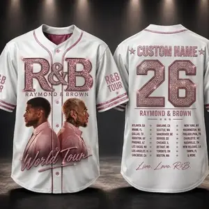 Men's R&B Tour Inspired Baseball Jersey, Hip Hop Concert Shirt, Urban Streetwear Graphic, Shirt Unisex