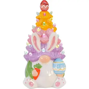 Timer - Easter Decorations for  - Light up Easter Bunny Decor Spring  Ceramic Tree Decor - Spring Decorations Centerpieces for Tables