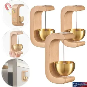 Magnetic Hanging Door Bell Wind Chime, Vintage Style Entry Door Bell, Suction Cup Solid Wood Door Chime, Decorative Home Doorbell Ornament, Wall Mounted Indoor Outdoor Home Decor Accessory for Entryway and Room Use