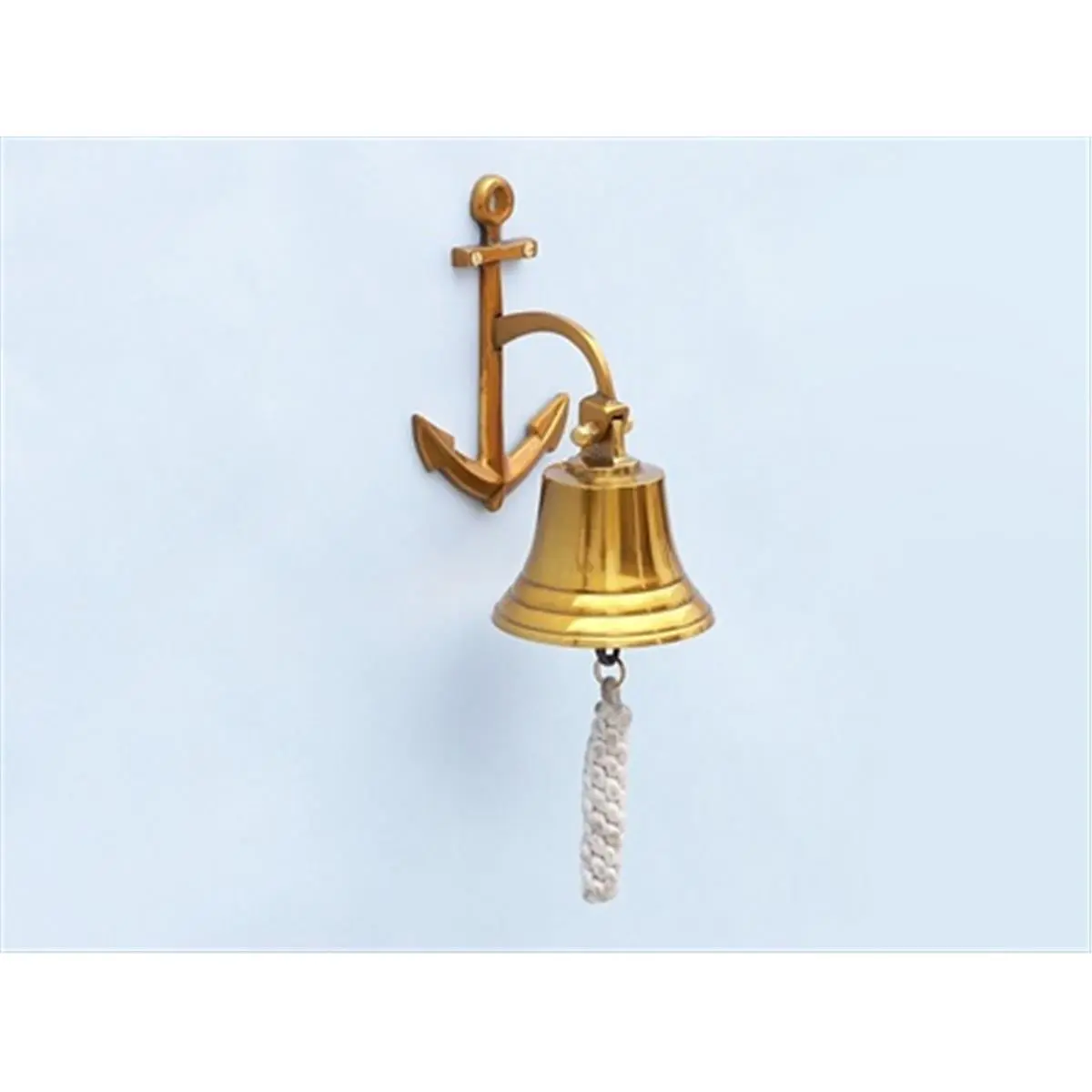 212 MAIN Handcrafted Brass Hanging Anchor Bell (8 in.) - Wall Hanger Nautical Ornaments, Anchor Decoration for Home & Commercial Furniture Accents