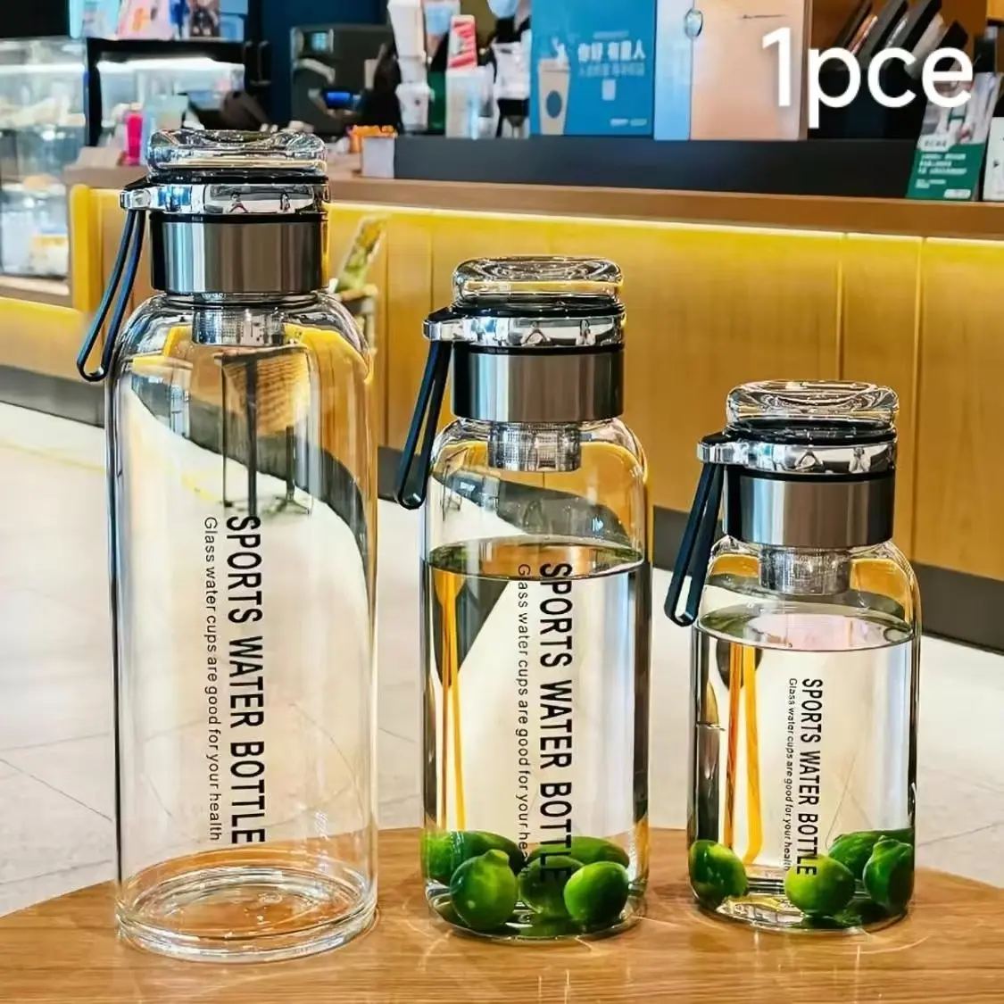 Reusable, Glass Drinking Bottle, Large Capacity Glass Water Bottle, Portable Juice Bottles, Sports water bottles, Glass Carafe with Stainless Steel Tea Infuser, Sleeve with Carry Strap, BPA-Free Lead-Free for Hot & Cold Beverages, Daily Use