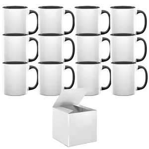 12-Pack 15oz El Grande Black Inside & Handle Sublimation Mugs with White Boxes