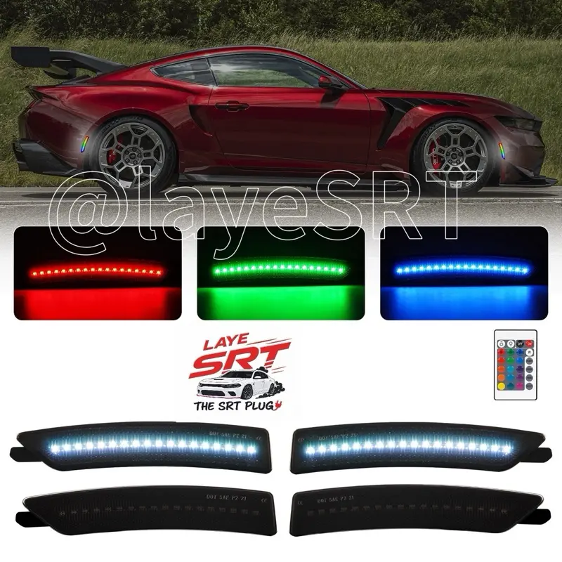 LayeSRT RGB LED Side Marker Lights for Ford Mustang ( 15-25) S550 & S650