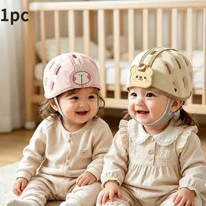 Baby Anti-Fall Head Protector Hat, Soft Cartoon Animal Design, Breathable Lightweight, Ideal for Crawling, Walking, and First Steps, Bonnet with Bunny Ears