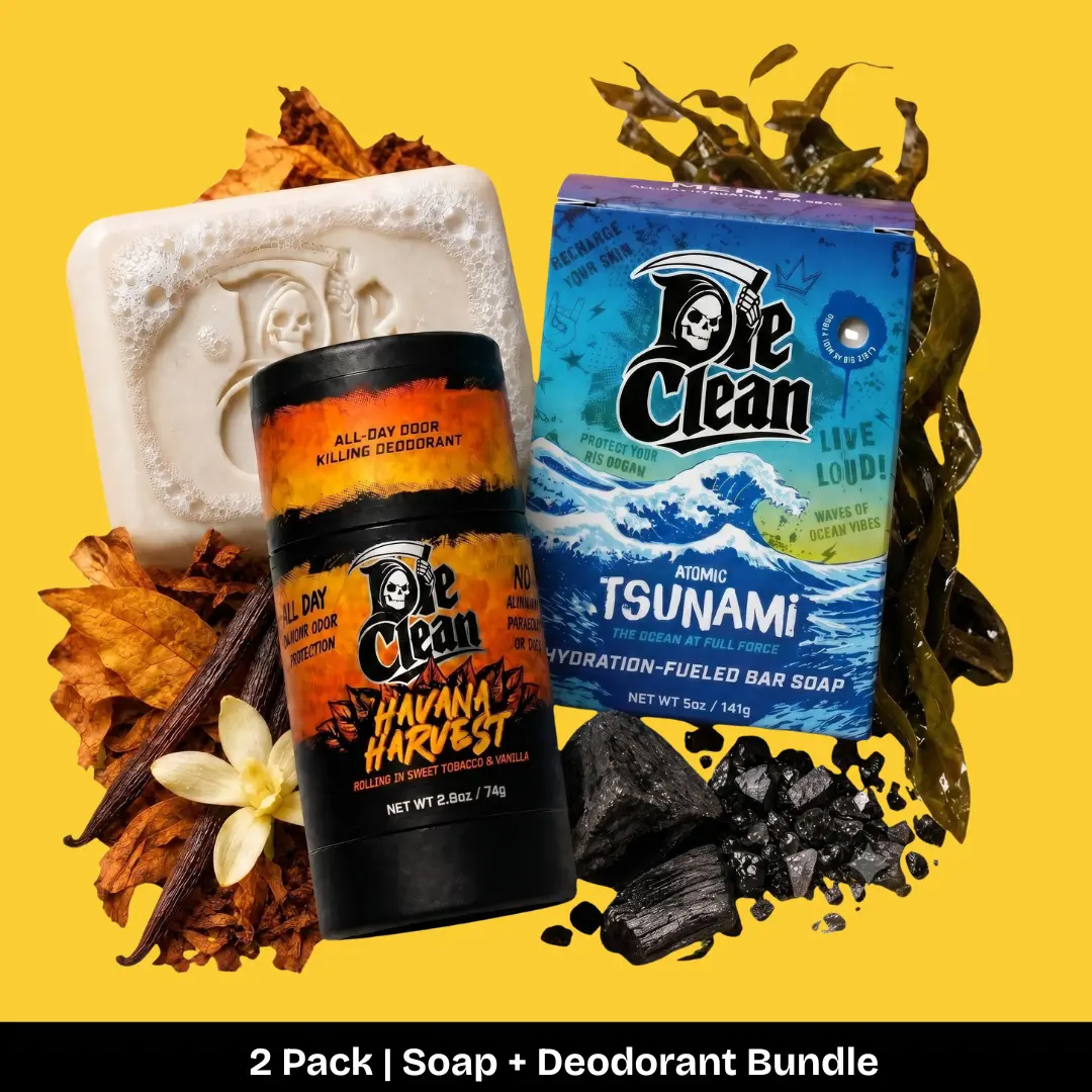 Die Clean | 2 Product Bundle | Deodorant + Soap | Havana Harvest | Tsunami | Fresh Scents | Smoky Scent | Smoky Vanilla