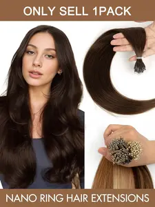 50pcs Micro Bead Human Hair Extensions, Nano Ring Bead Human Hair Extensions Cold Fusion No Heat Reusable Mixed Dip Dye, Steel Wire Ringed Hair Pieces Can Be Style
