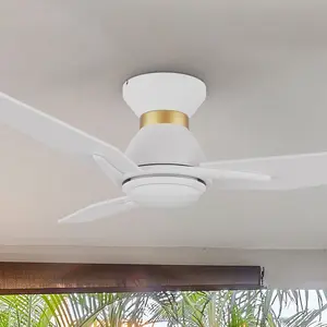 Brooks Smart Flush Mount Ceiling Fan with LED Light Outdoor Indoor 52 inch