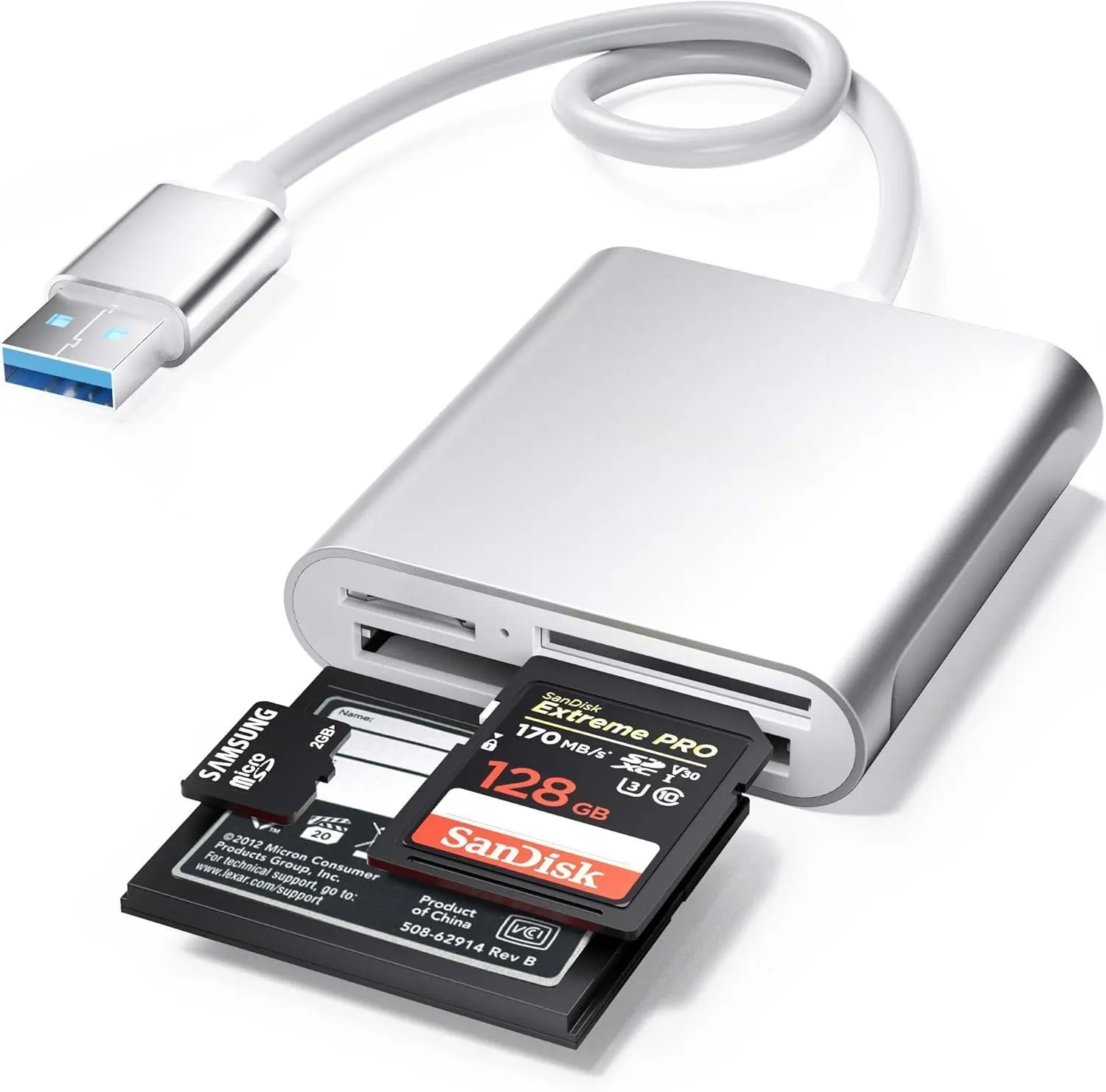 USB SD Card Reader,  USB 3.0 Memory Card Reader Writer Compact Flash Card Adapter for CF/SD/TF  SD/ SDHC/MD/MMC/SDHC/SDXC UHS-I Card for Windows,    [Upgrade Version]