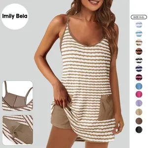 Imily Bela Women's Summer Mini Dress Casual Workout Tennis Dress with Shorts Sleeveless Althletic Dresses