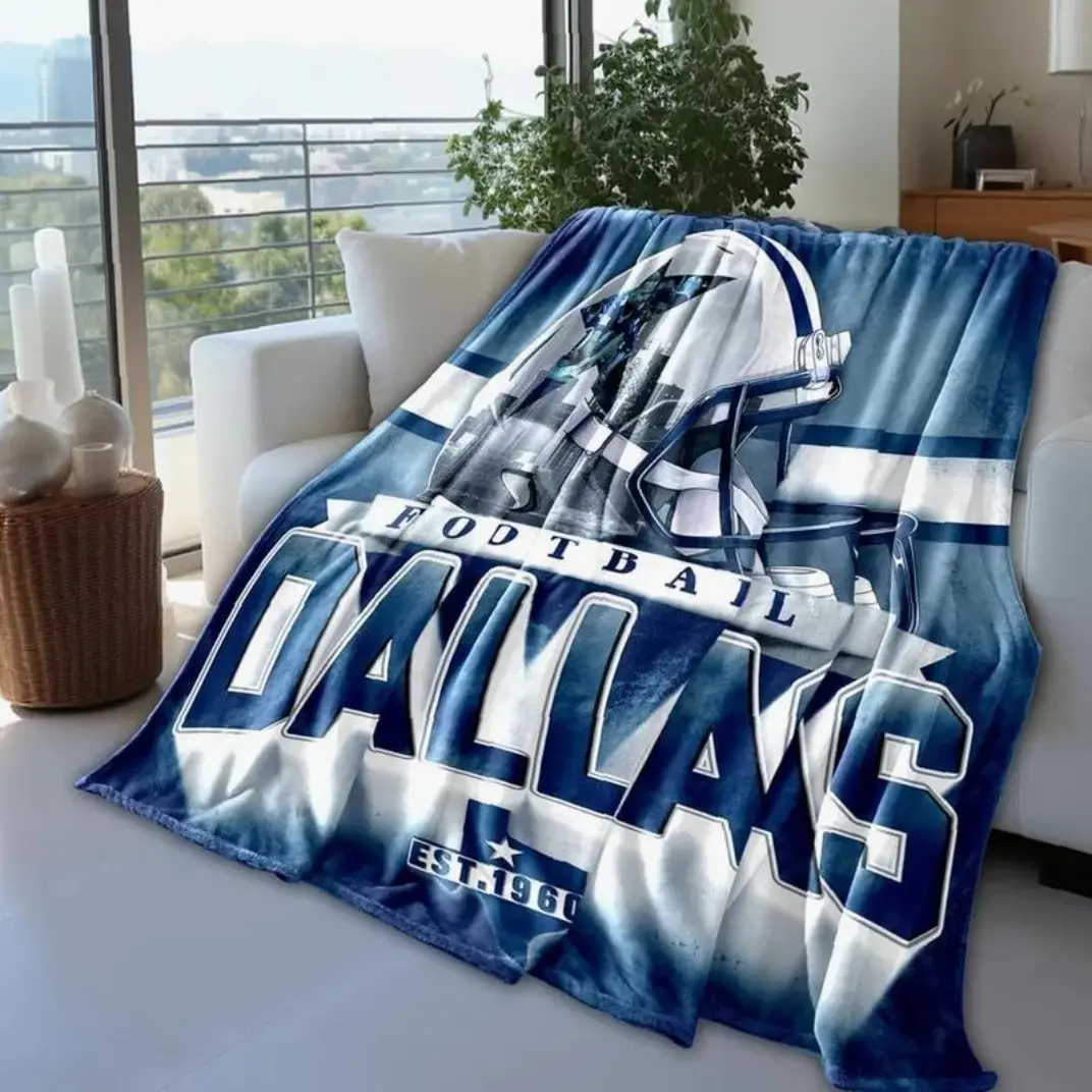 Dallas Football Flannel Throw Blanket, Soft Warm Lightweight Fleece, Classic Texas Sports Decor for Bed Sofa Couch Dorm, Unique Birthday Christmas Gift For Men Women Fans