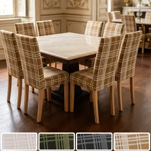 1pc Plaid Stripe Dining Chair Cover, Vintage Fashion Textured Chair Protector, Non-Slip Durable Seat Cushion, Universal Fit