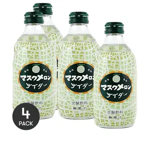 4 Pack TOMOMASU Japanese Melon Soda 10.14 fl oz Each - Muskmelon Cider Carbonated Drink