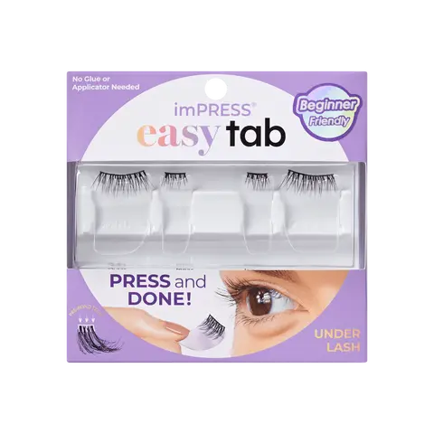 Impress Falsies easy tab Pre-Glued False Eyelashes - Authentic Natural | 1 Pair of Half Lash & 2 Lash Clusters, 5mm-9mm