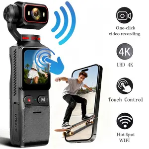 WiFi Vlogging Camera, 4K Body Camera with 1.69" HD Touch Screen, Hot Spot Wifi, 180° Rotating Lens, EIS Stabilization, Portable Handheld Action Camera for Audio & Video Recording, Wide Angle, Pocket Camera